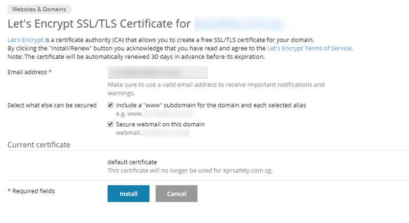 active and install ssl
